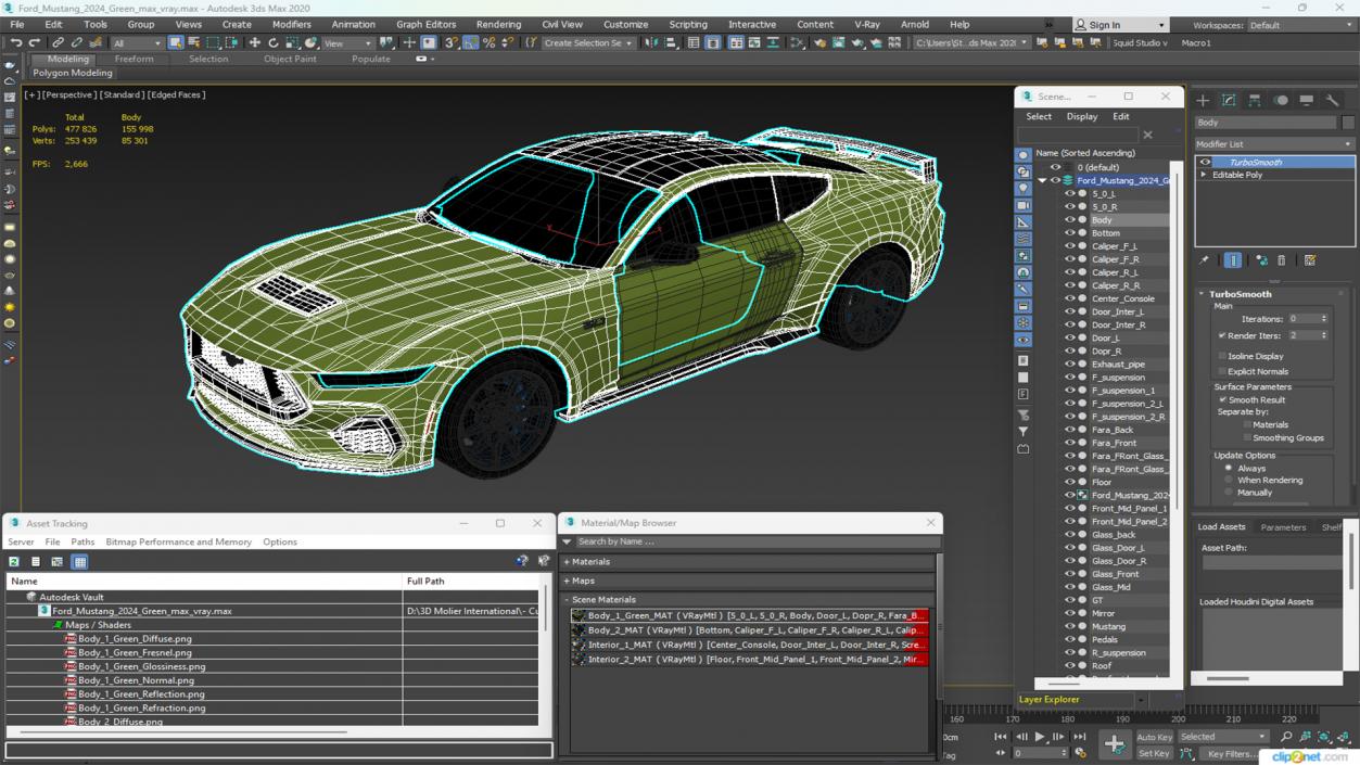 3D model Ford Mustang 2024 Green 2