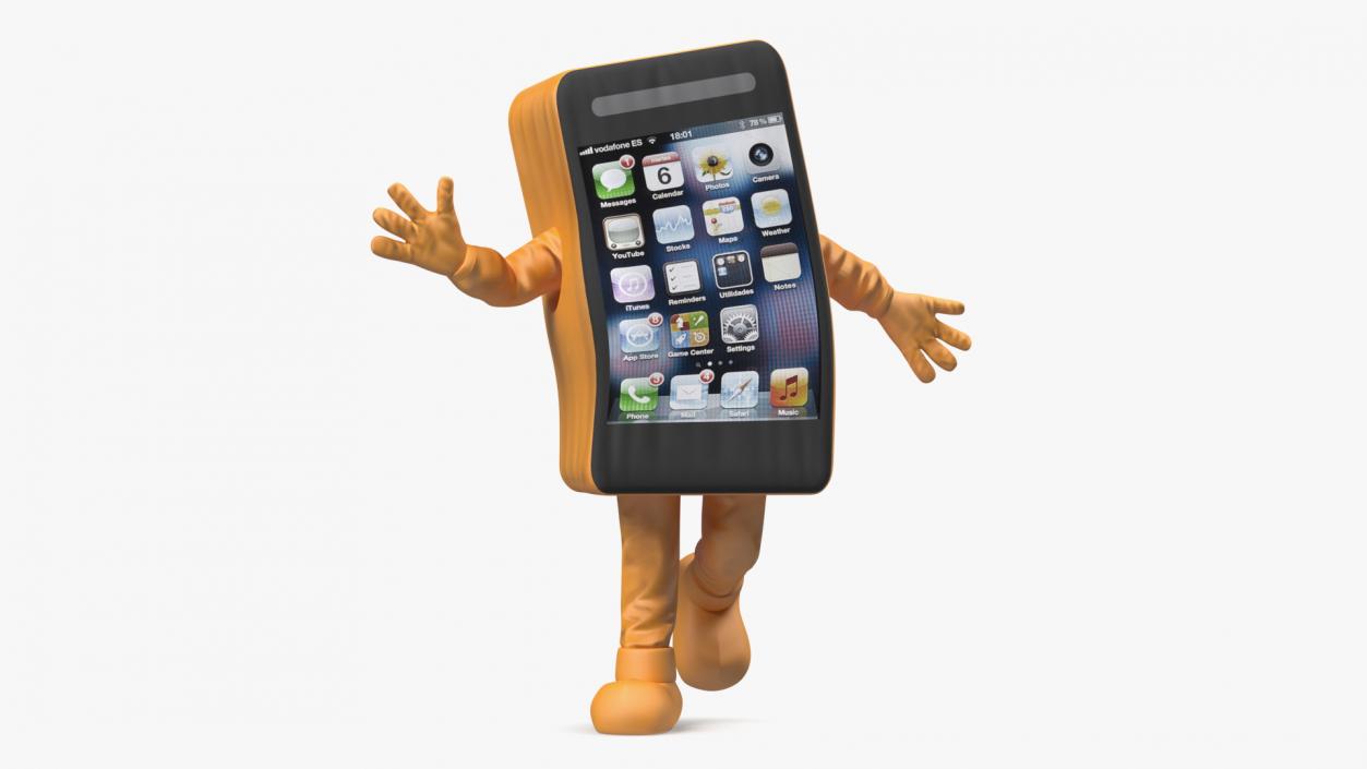 3D model Advertising Costume Mobile Phone Orange Rigged for Maya