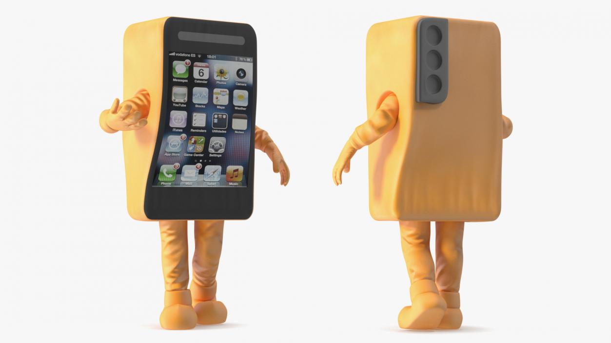 3D model Advertising Costume Mobile Phone Orange Rigged for Maya