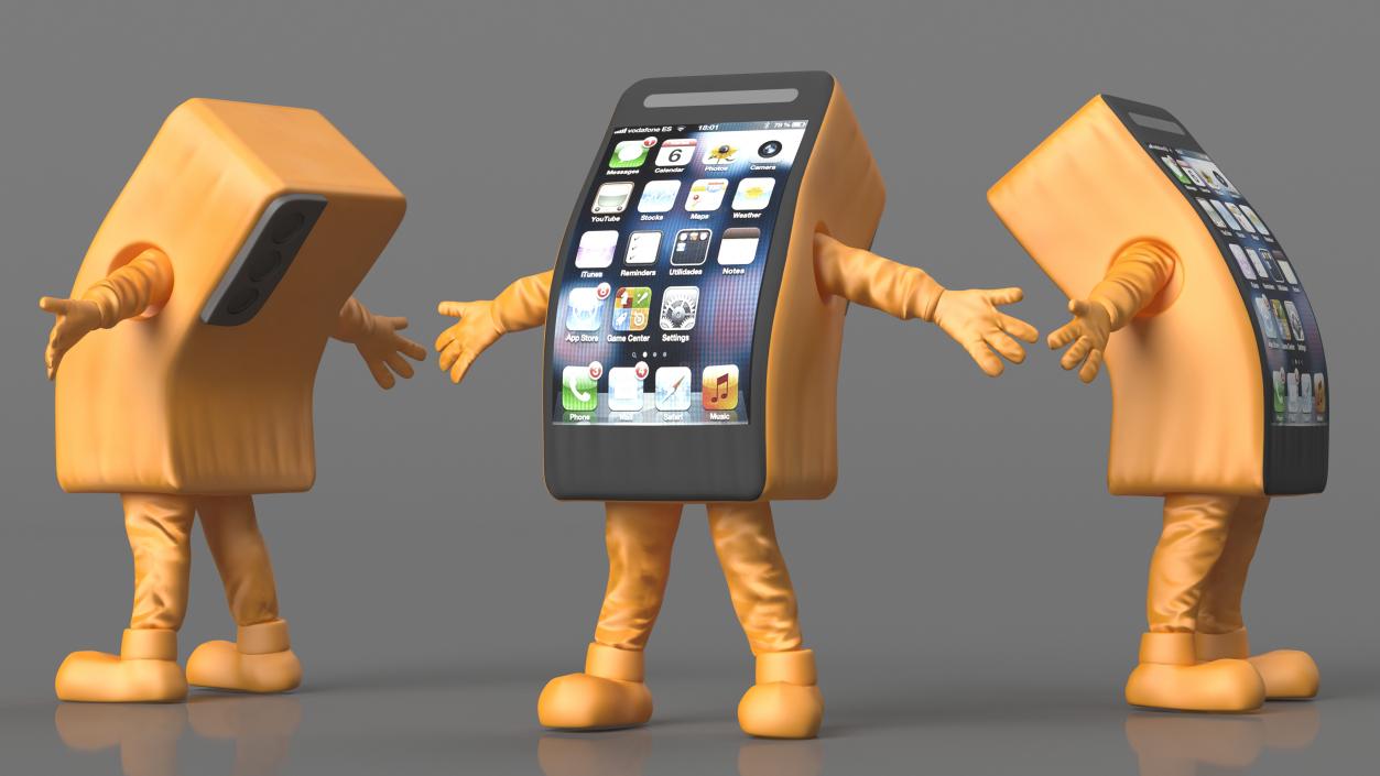 3D model Advertising Costume Mobile Phone Orange Rigged for Maya