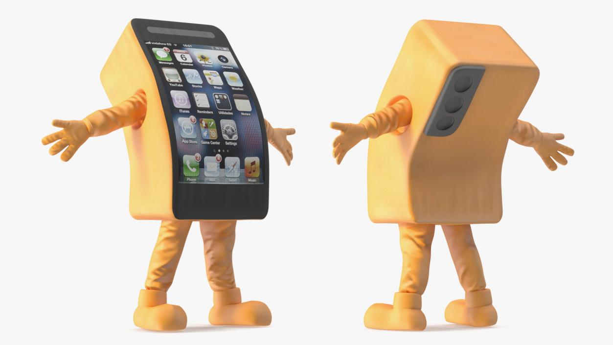 3D model Advertising Costume Mobile Phone Orange Rigged for Maya