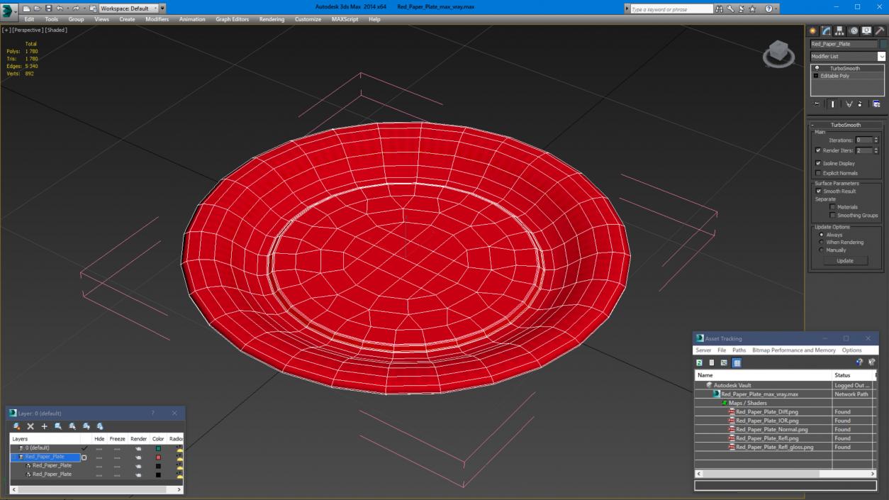 3D model Red Paper Plate