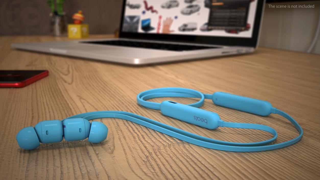 3D Beats Flex Earphones Flame Blue Folded model