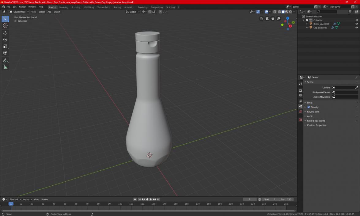 3D Sauce Bottle with Green Cap Empty model