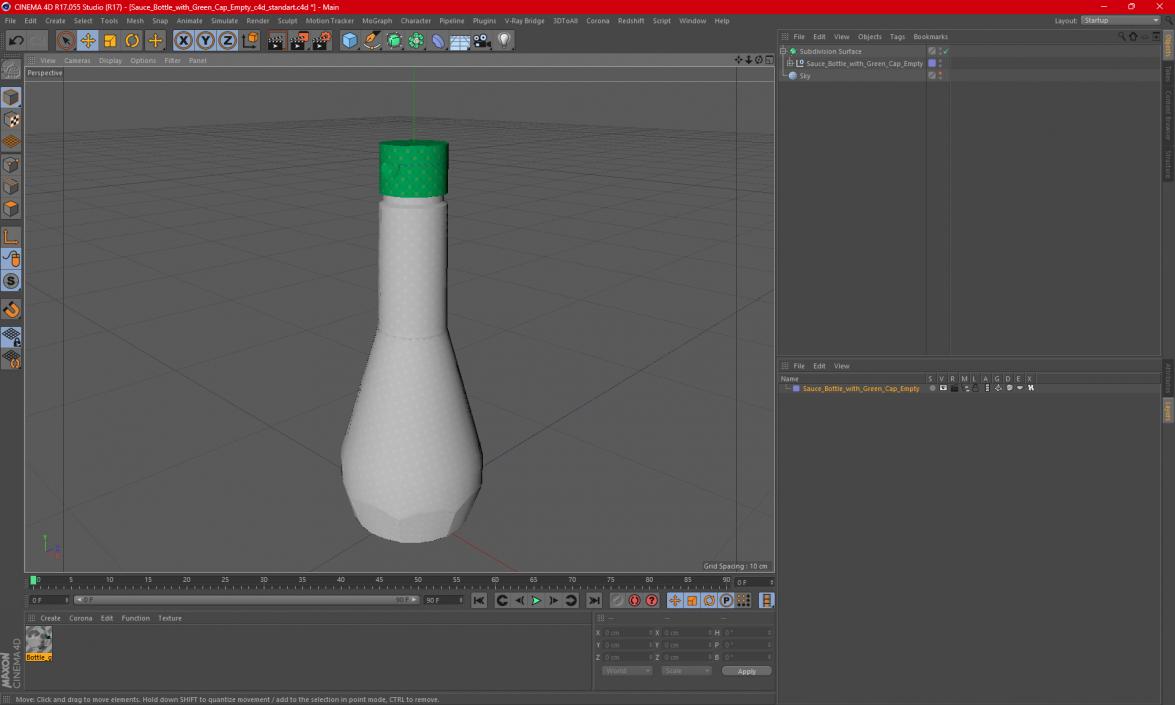 3D Sauce Bottle with Green Cap Empty model