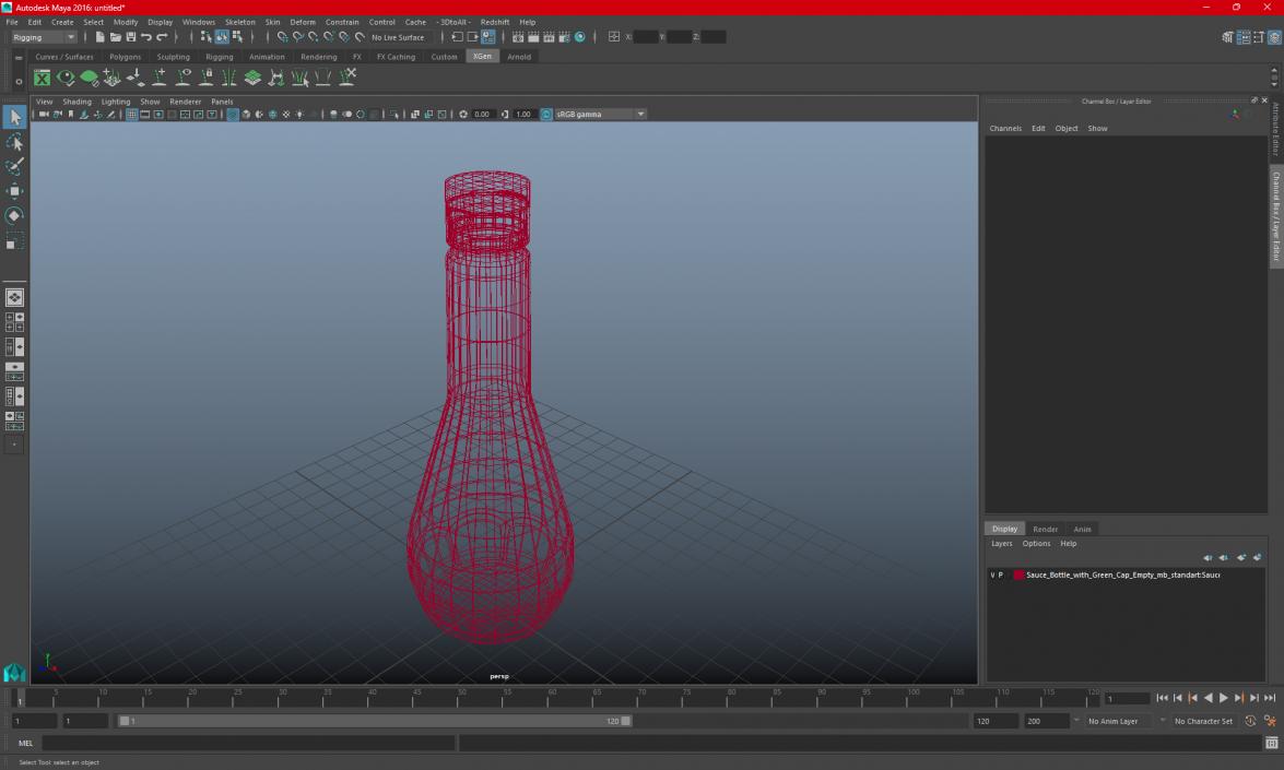 3D Sauce Bottle with Green Cap Empty model