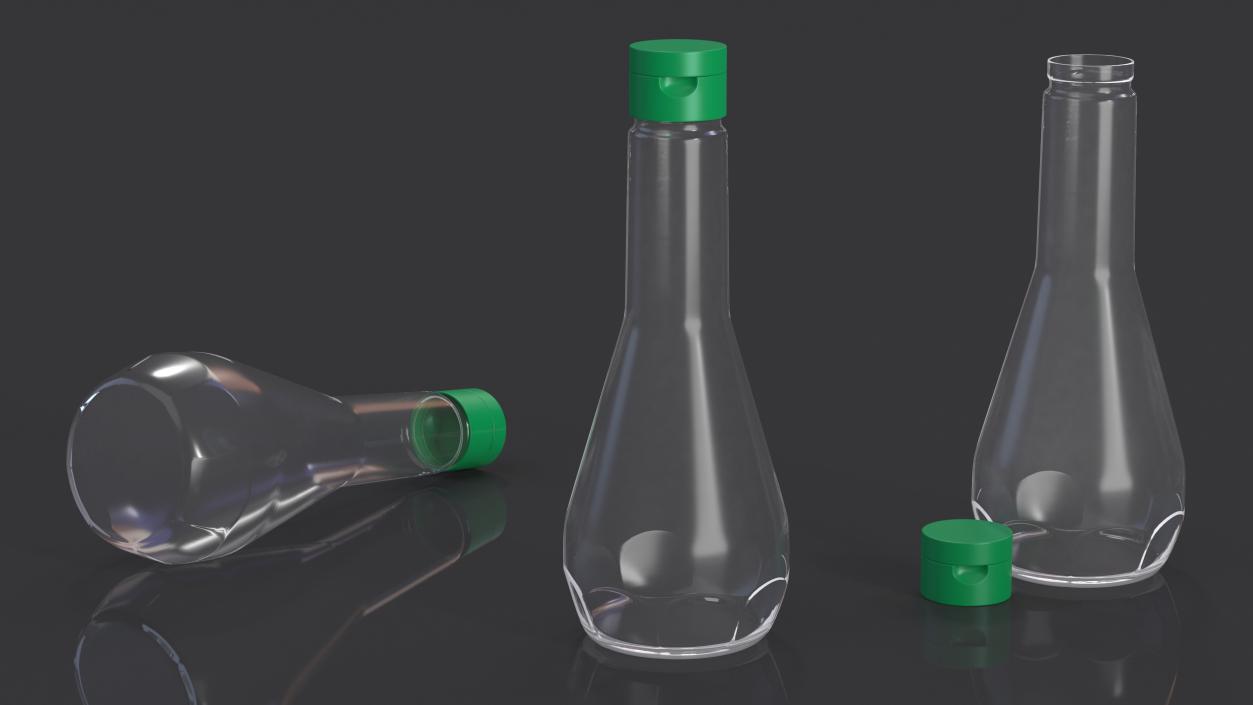 3D Sauce Bottle with Green Cap Empty model