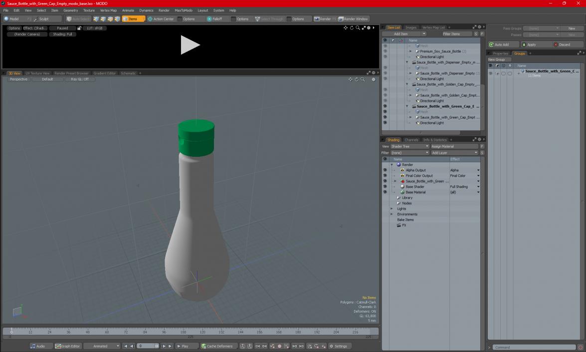 3D Sauce Bottle with Green Cap Empty model