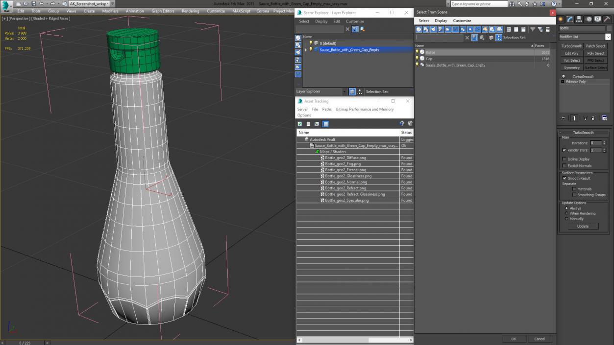 3D Sauce Bottle with Green Cap Empty model