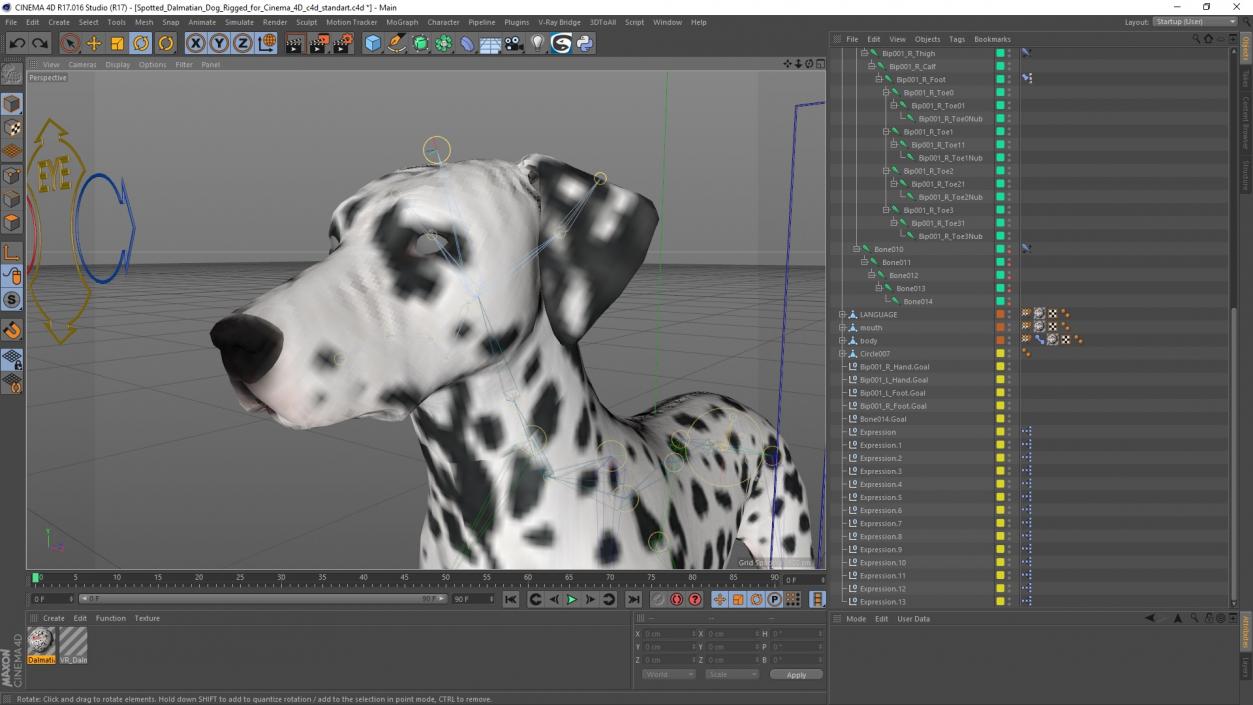 Spotted Dalmatian Dog Rigged for Cinema 4D 2 3D model