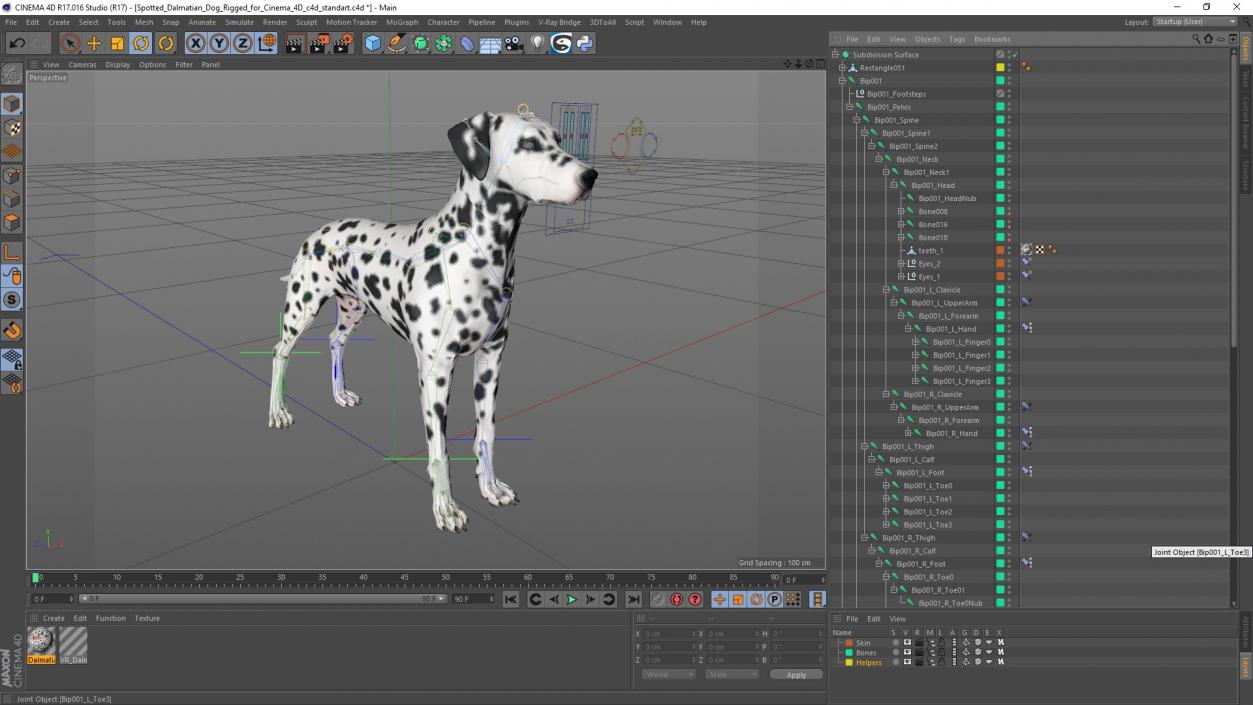 Spotted Dalmatian Dog Rigged for Cinema 4D 2 3D model