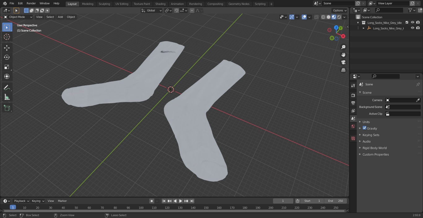 3D model Long Socks Nike Grey Idle