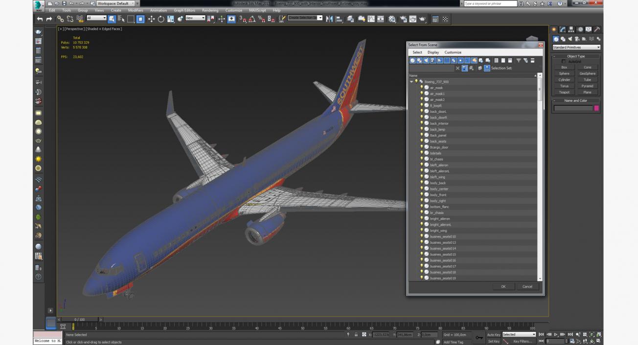 Boeing 737-900 with Interior Southwest Airlines 3D