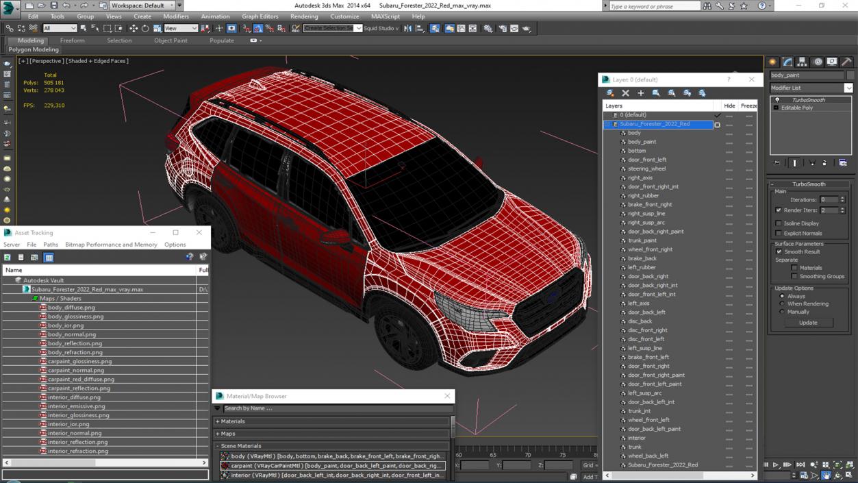 Subaru Forester 2022 Red 3D model