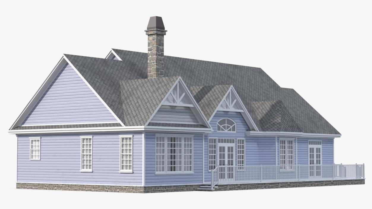 American House Exterior with Double Garage Blue 3D