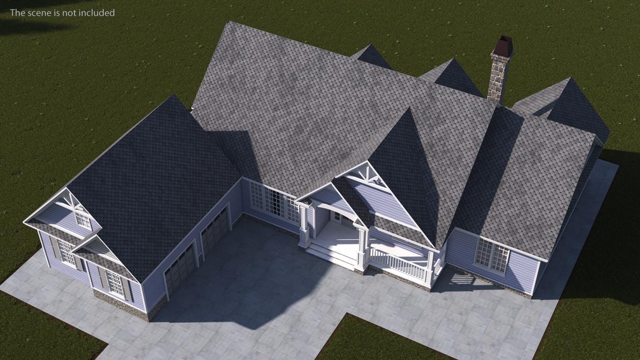 American House Exterior with Double Garage Blue 3D