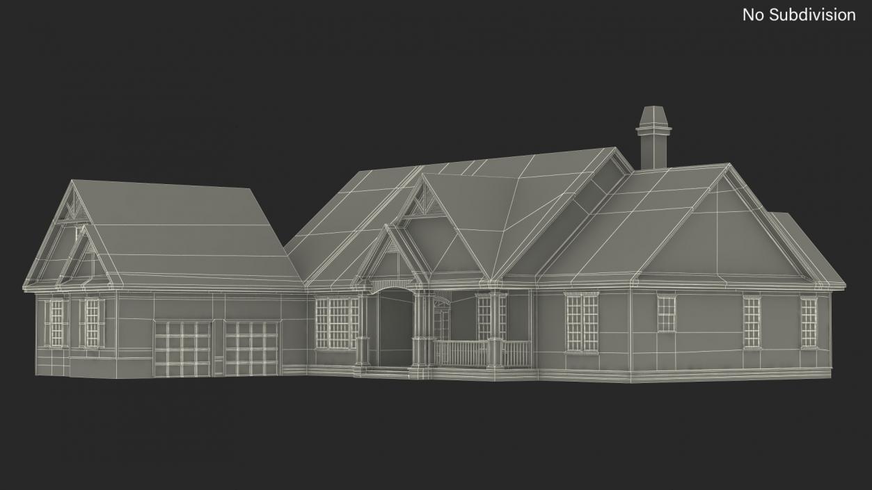 American House Exterior with Double Garage Blue 3D