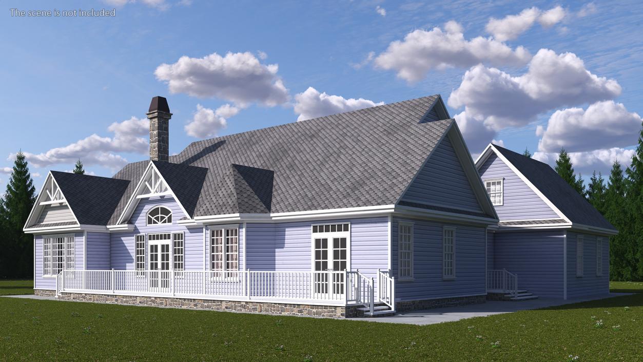 American House Exterior with Double Garage Blue 3D