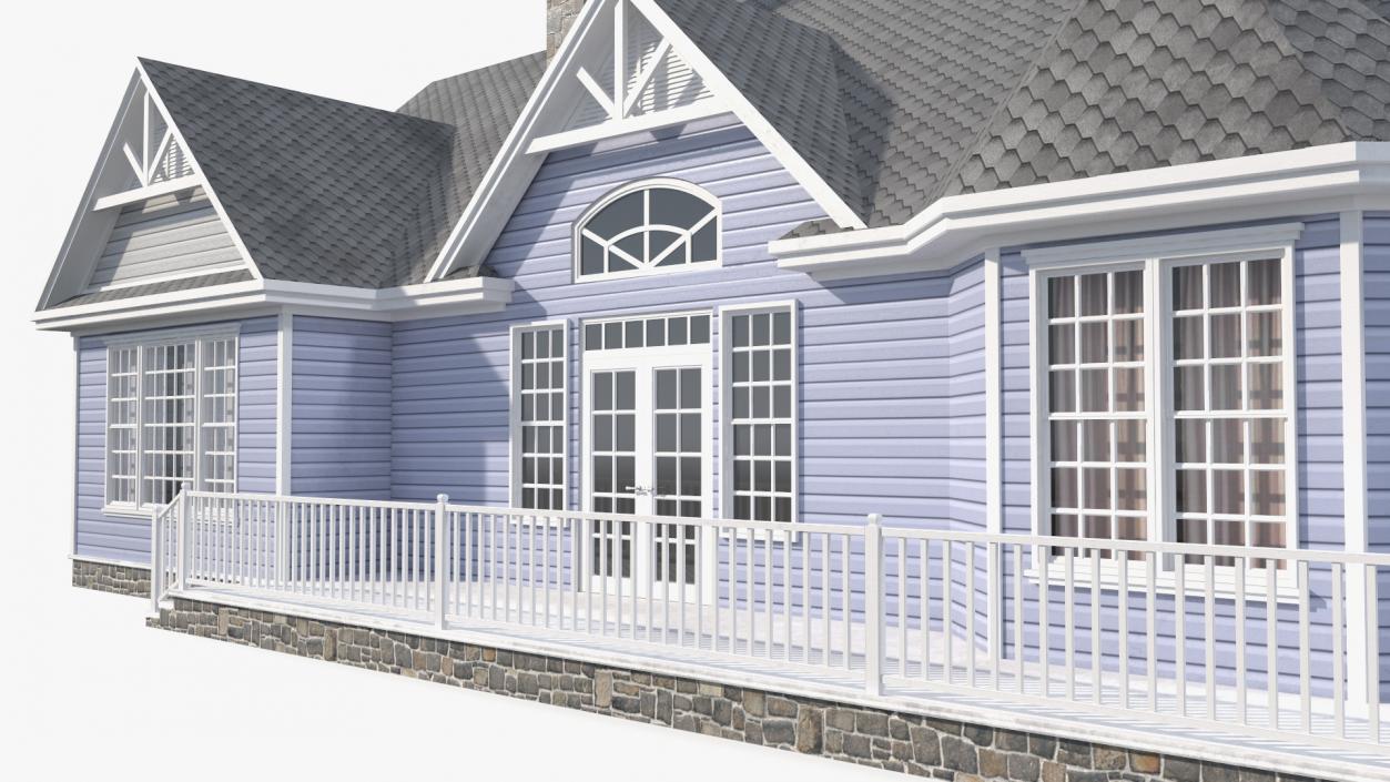 American House Exterior with Double Garage Blue 3D