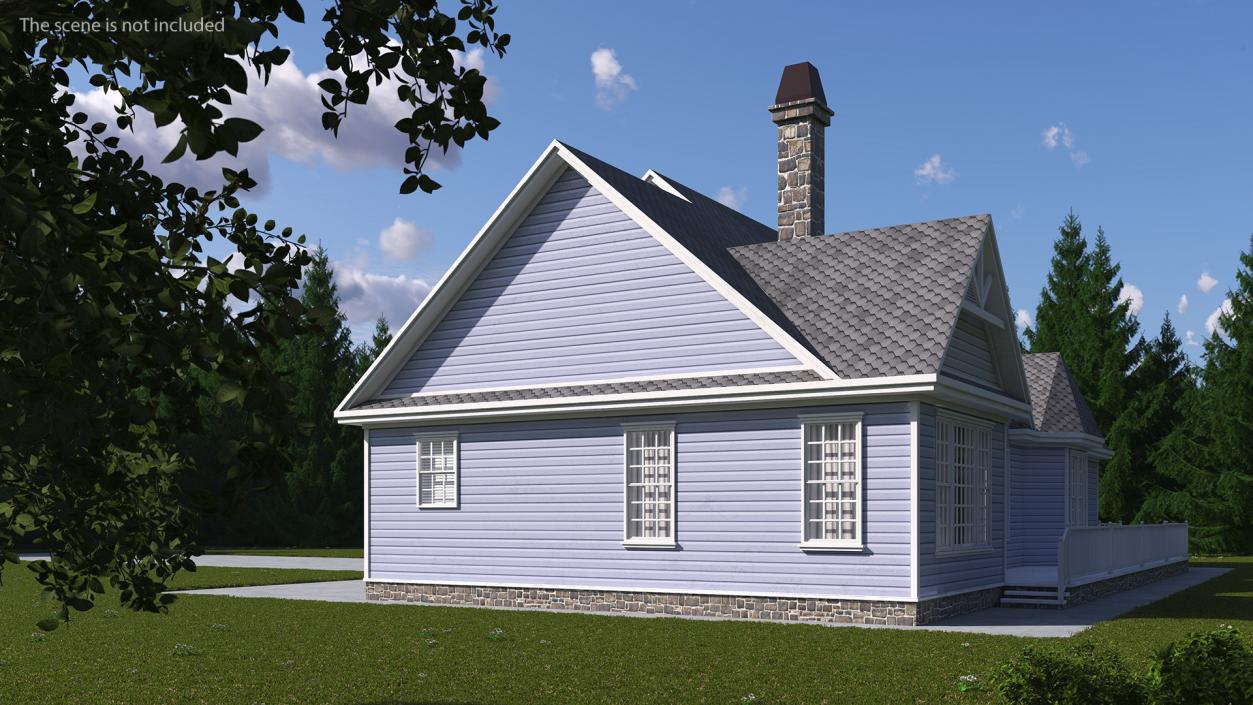 American House Exterior with Double Garage Blue 3D