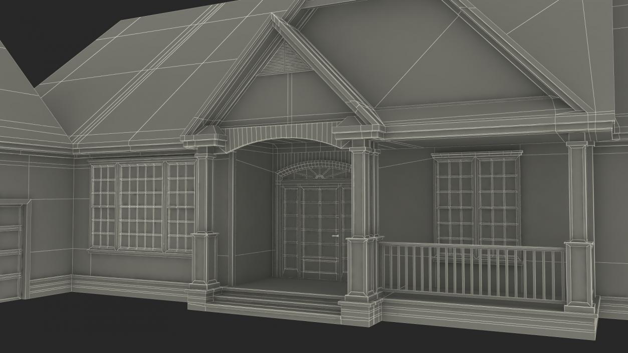 American House Exterior with Double Garage Blue 3D