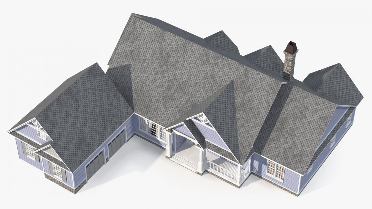 American House Exterior with Double Garage Blue 3D