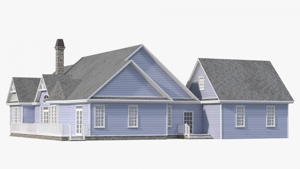 American House Exterior with Double Garage Blue 3D