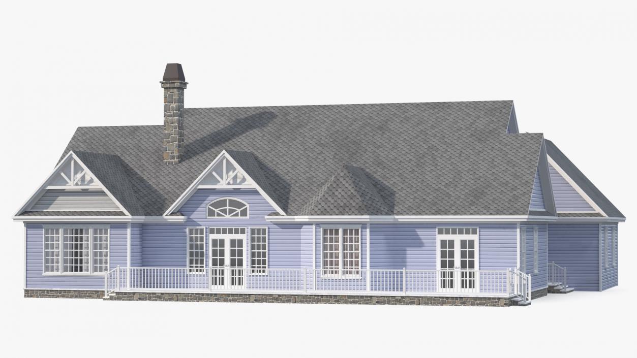 American House Exterior with Double Garage Blue 3D