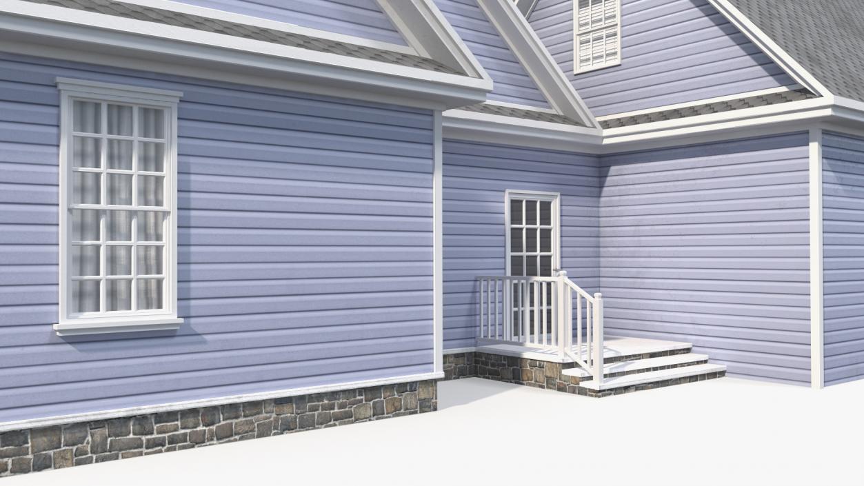 American House Exterior with Double Garage Blue 3D