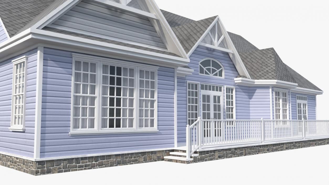 American House Exterior with Double Garage Blue 3D