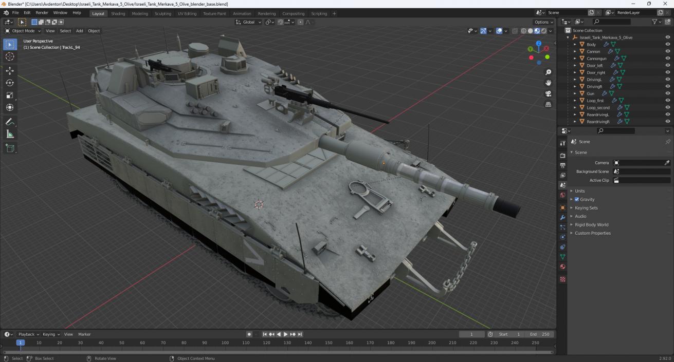 3D Israeli Tank Merkava 5 Olive model