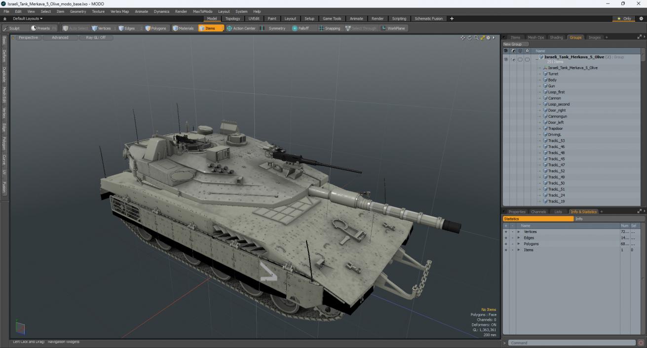 3D Israeli Tank Merkava 5 Olive model