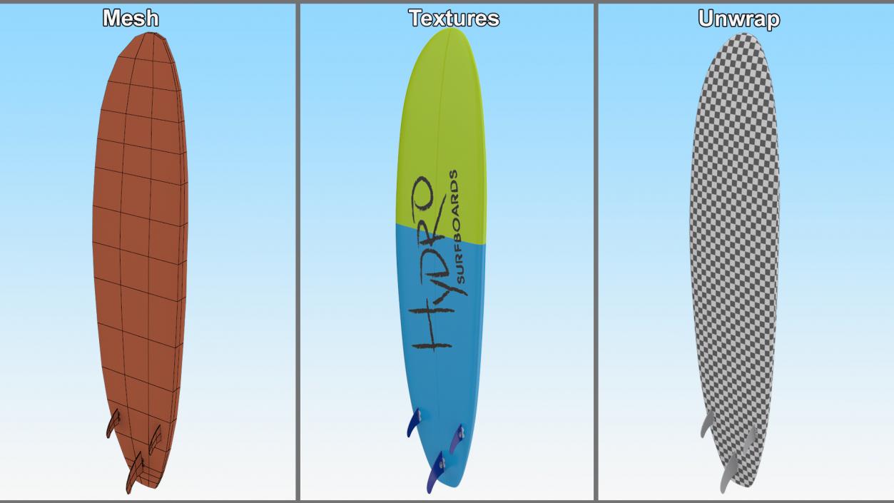 3D Ultimate Longboard Surfboard model