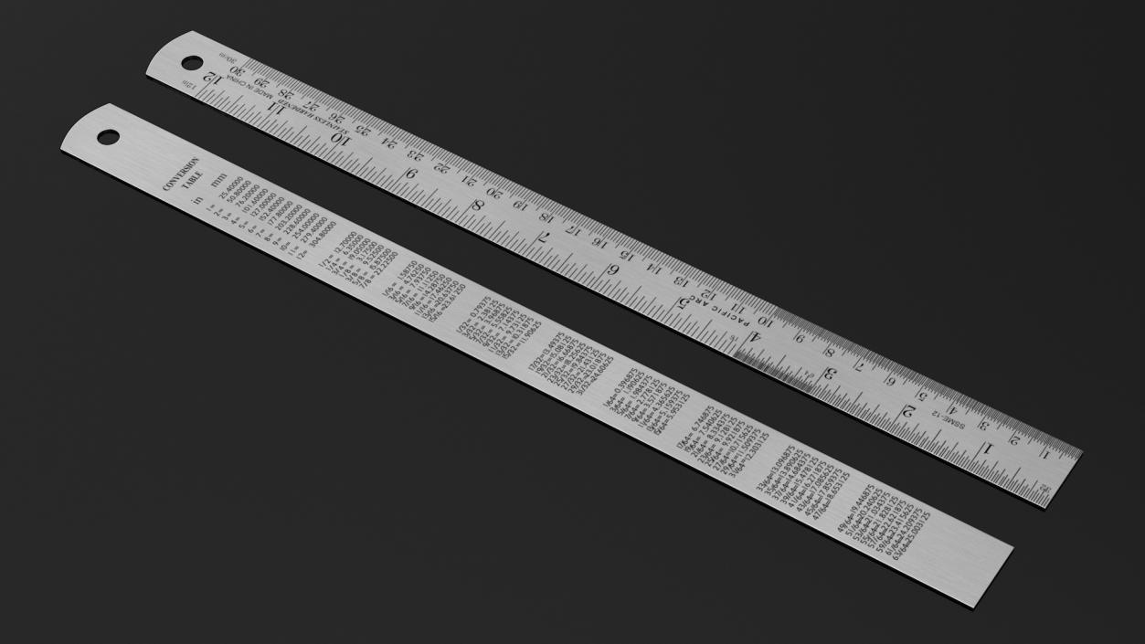 Stainless Steel Ruler 30 Inch 3D model