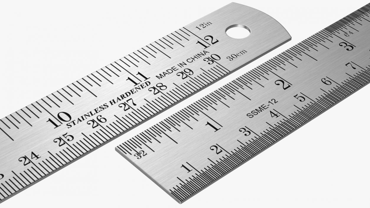 Stainless Steel Ruler 30 Inch 3D model