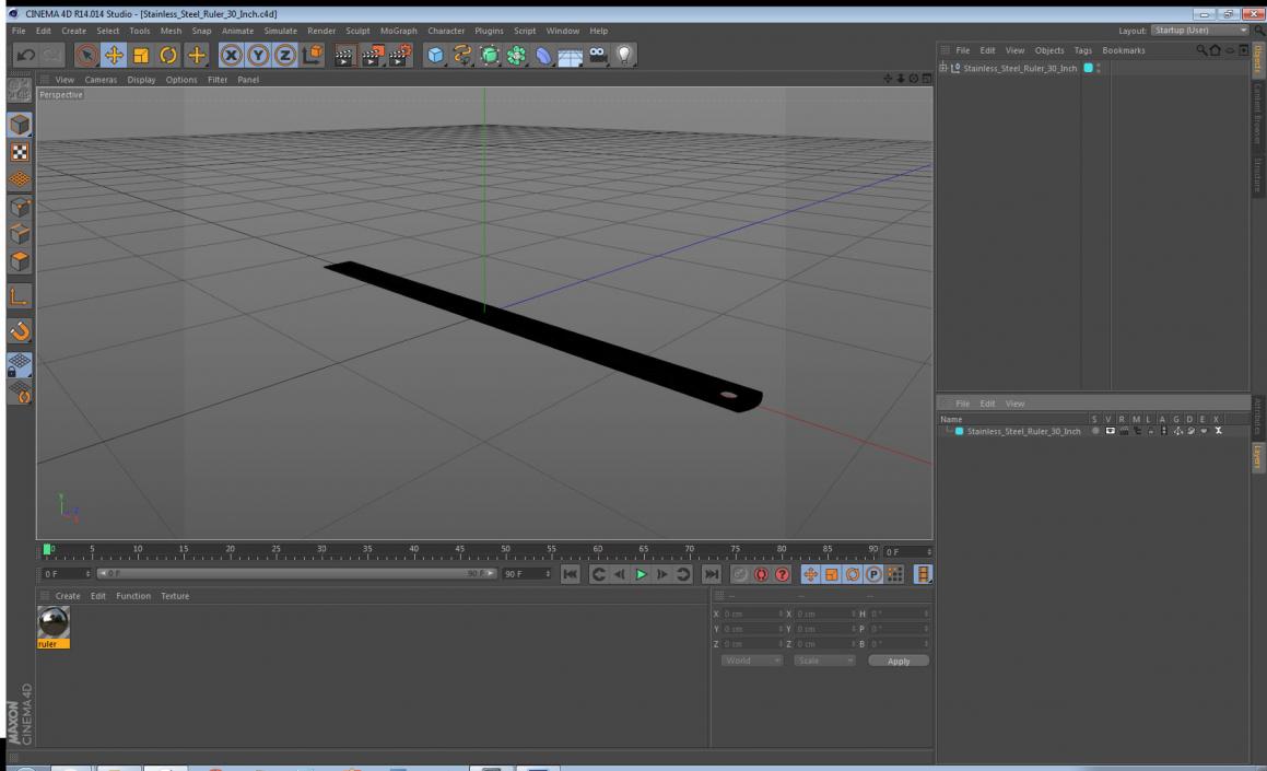 Stainless Steel Ruler 30 Inch 3D model