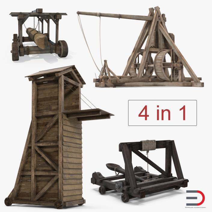 3D Medieval Siege Weapons Collection model