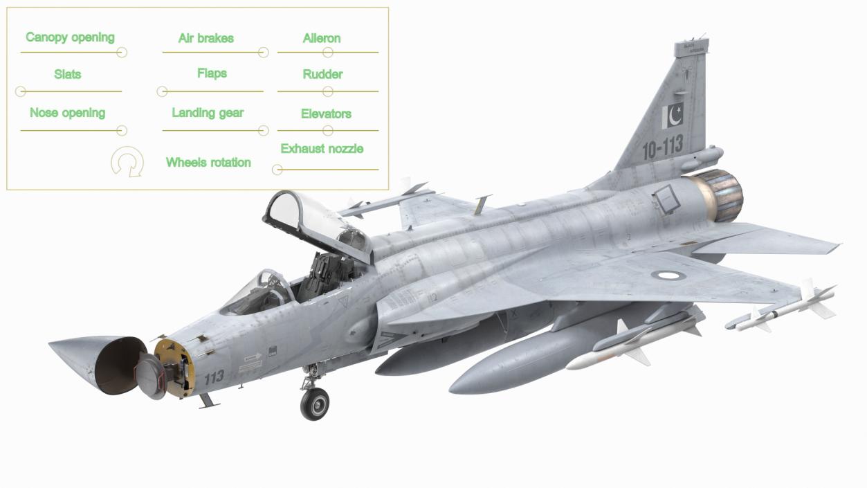 PAC JF-17 Thunder Pakistan Air Force with Armament Rigged 3D