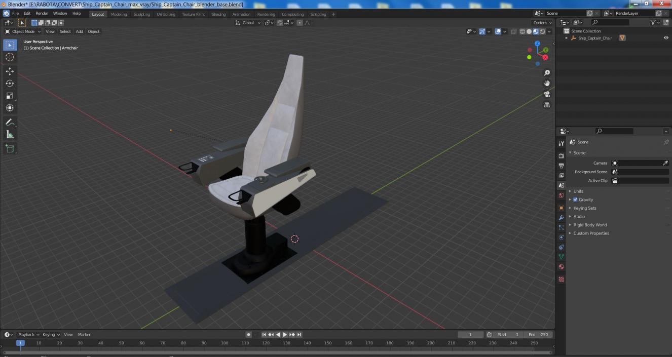 3D Ship Captain Chair model