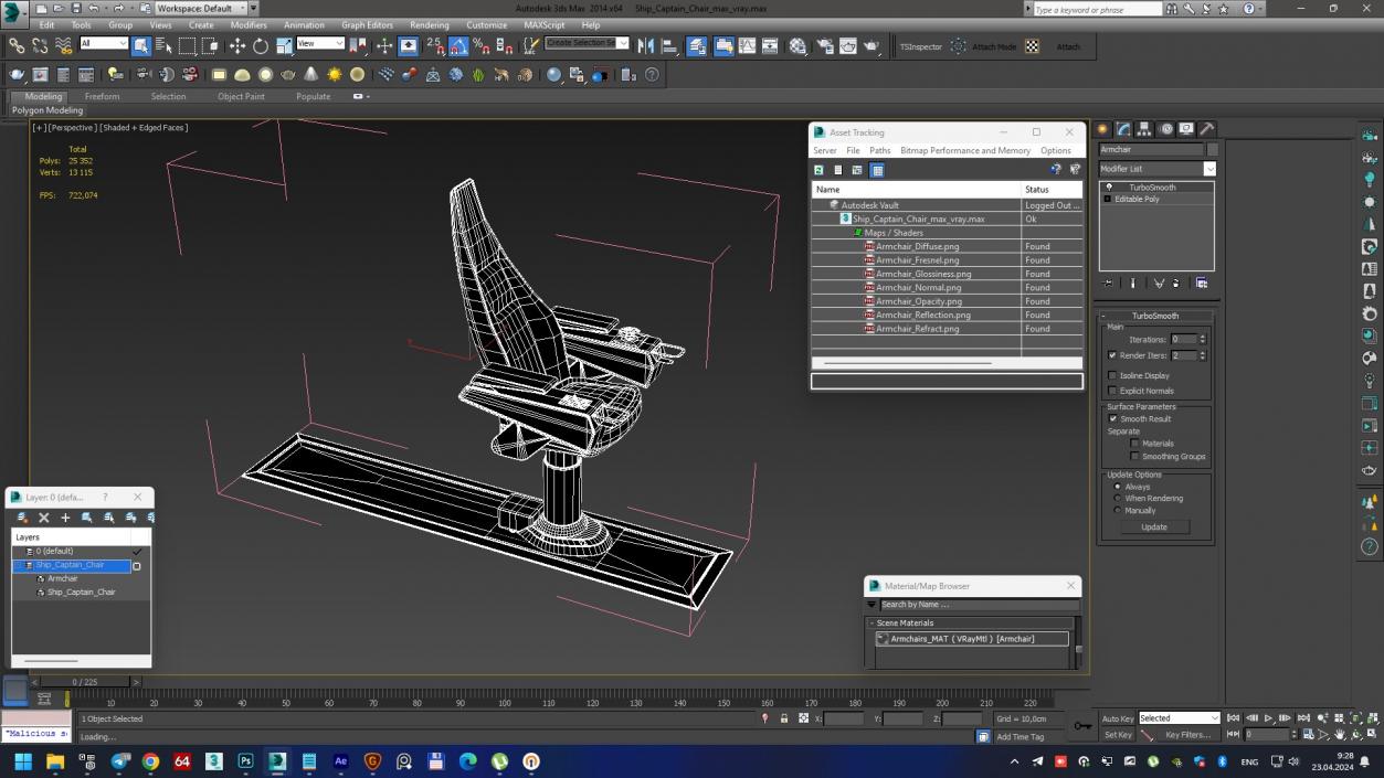 3D Ship Captain Chair model