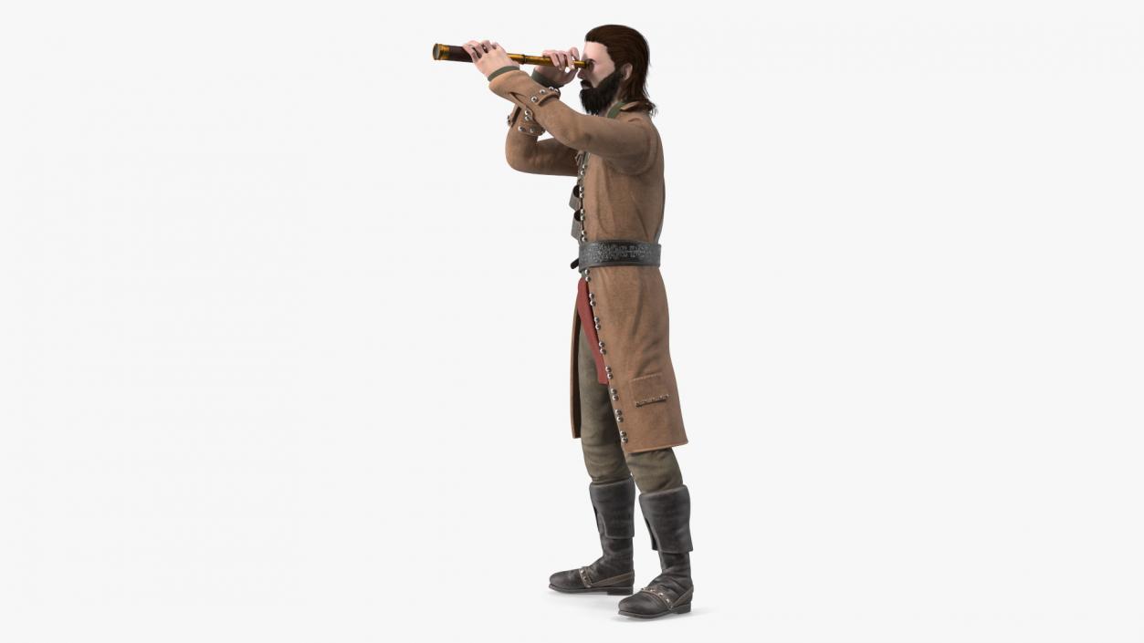 3D Pirate Man Looking at Horizon with Spyglass model