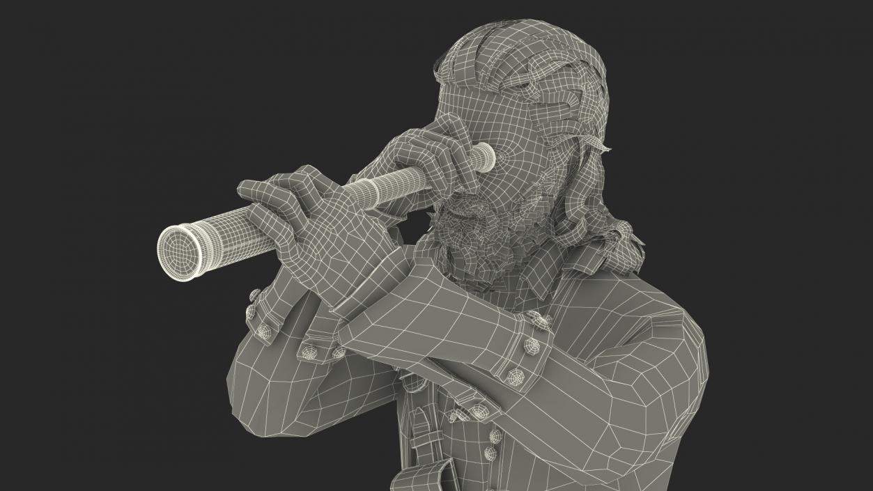 3D Pirate Man Looking at Horizon with Spyglass model