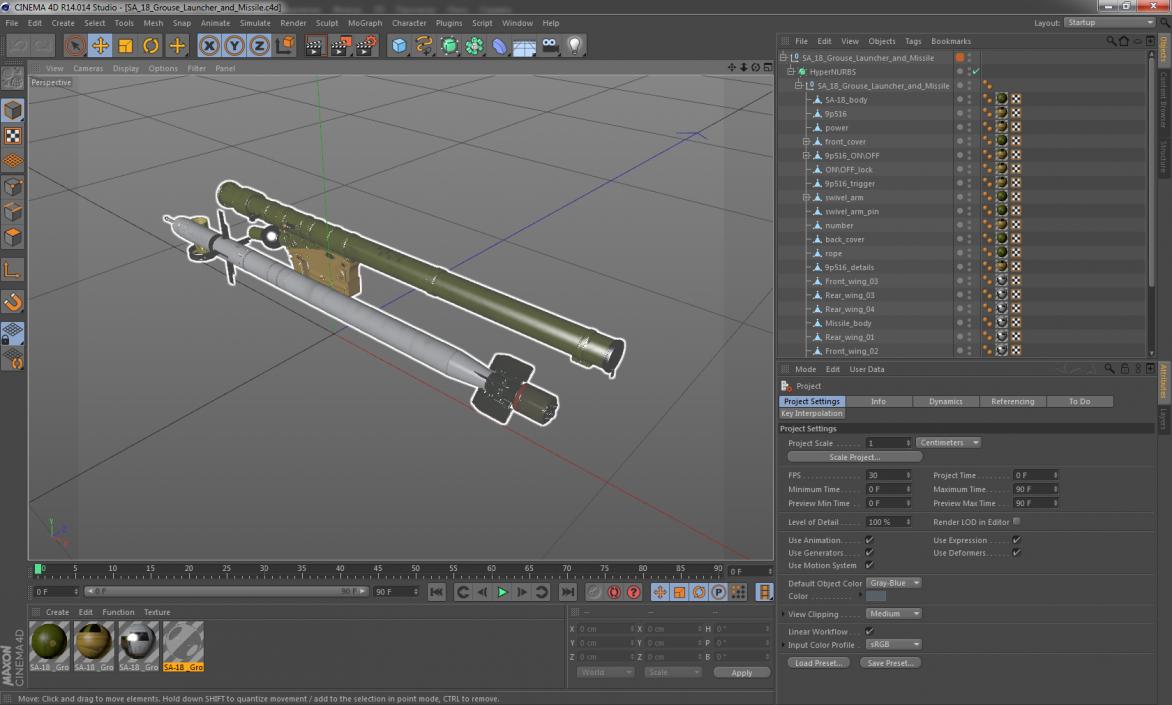 3D SA 18 Grouse Launcher and Missile model