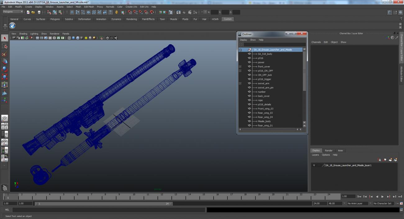 3D SA 18 Grouse Launcher and Missile model