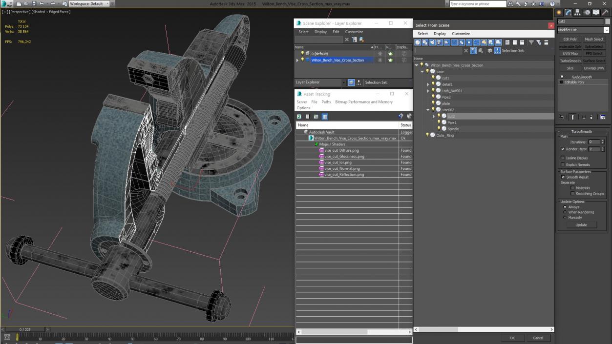 3D Wilton Bench Vise Cross Section