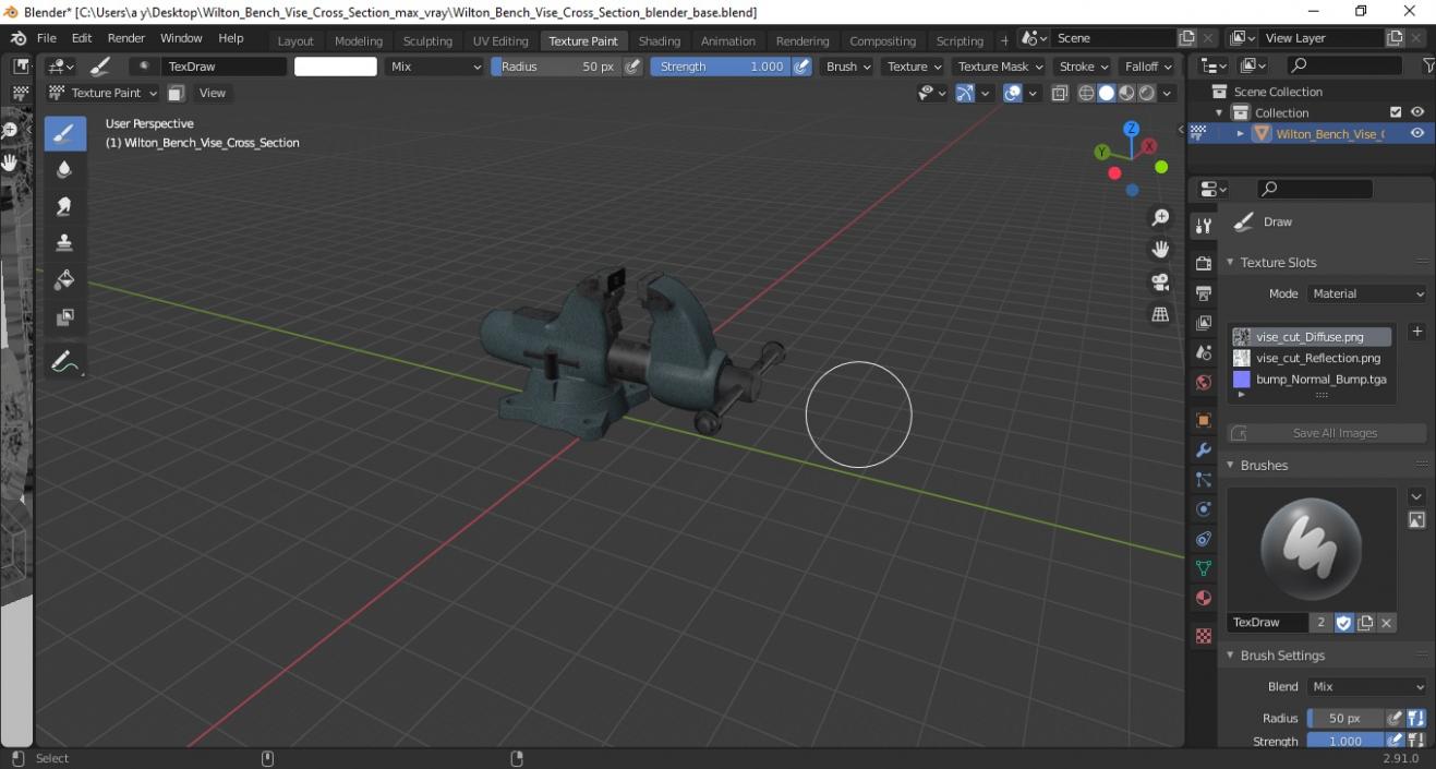 3D Wilton Bench Vise Cross Section