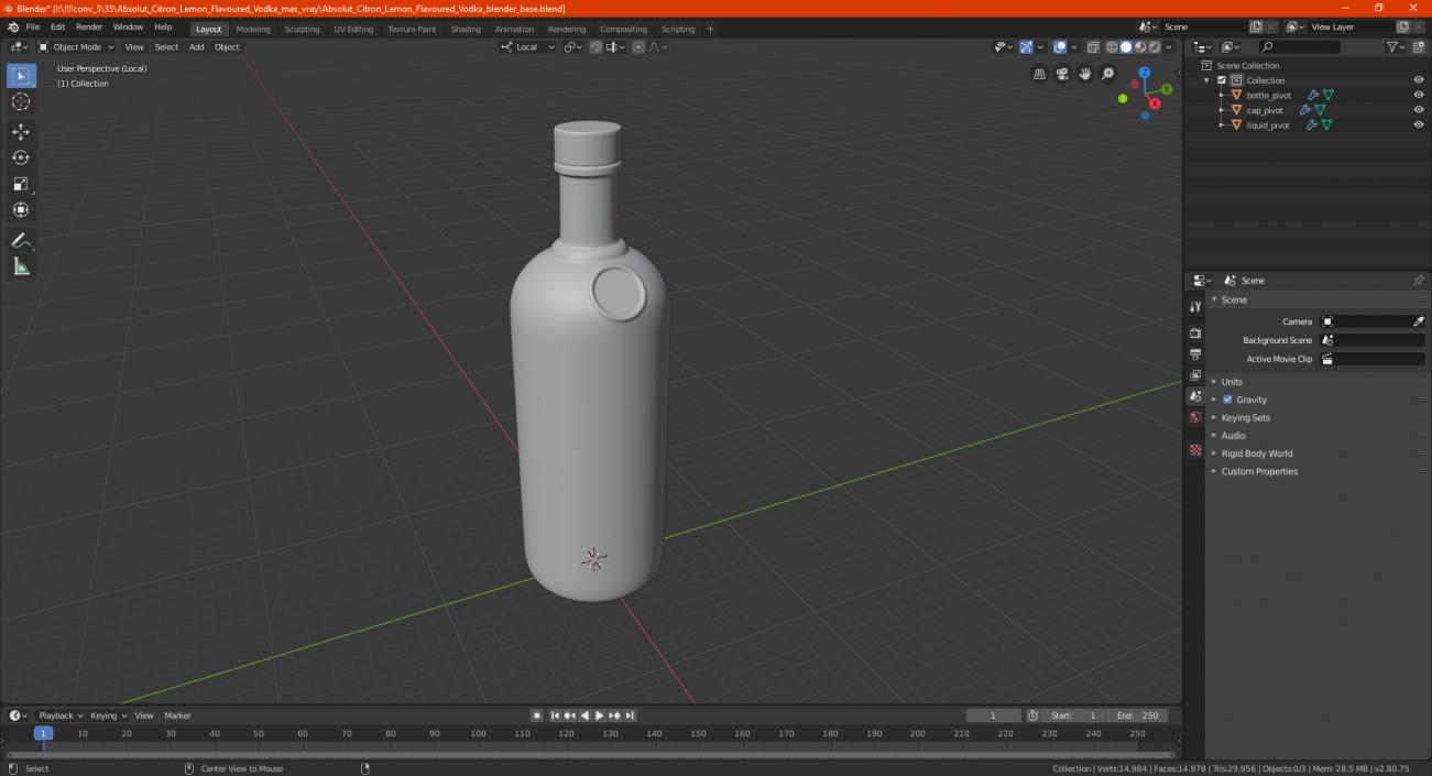 Absolut Grapefruit Vodka 3D model