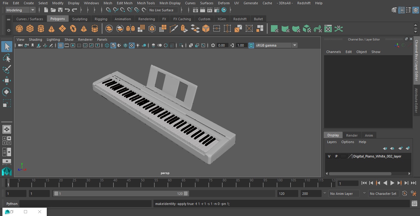 Digital Piano White 3D model