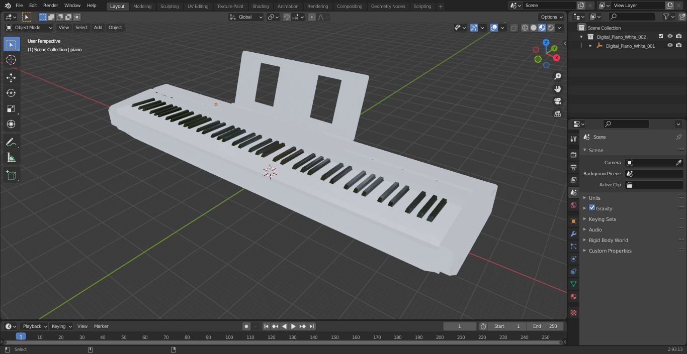 Digital Piano White 3D model