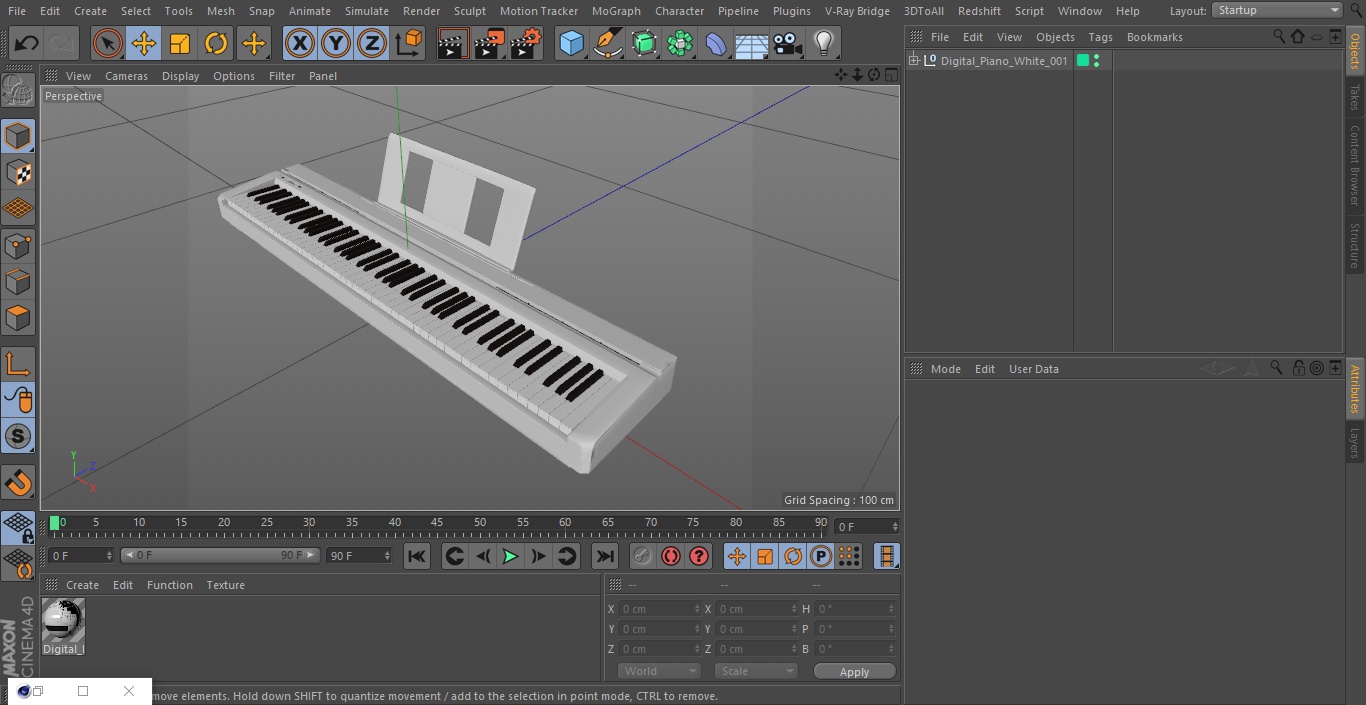 Digital Piano White 3D model